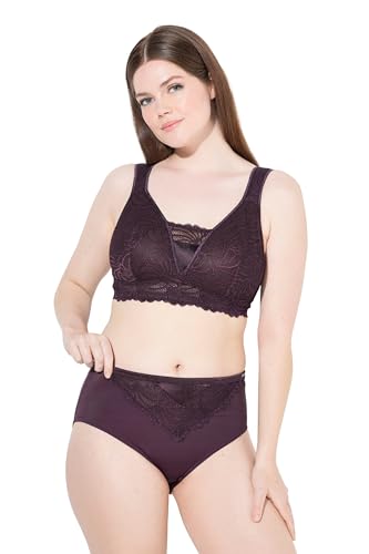 Ulla Popken Slip Midi in Microfibra con Pizzo Rosso UVA 58+ 811602844-58+