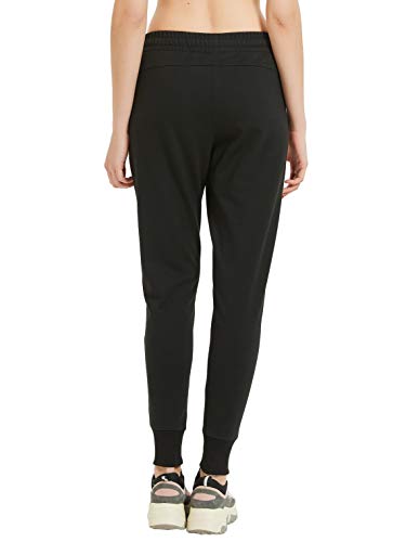 CQC Women's Active Cotton Sweatpants Workout Joggers Pants with Pockets Black S