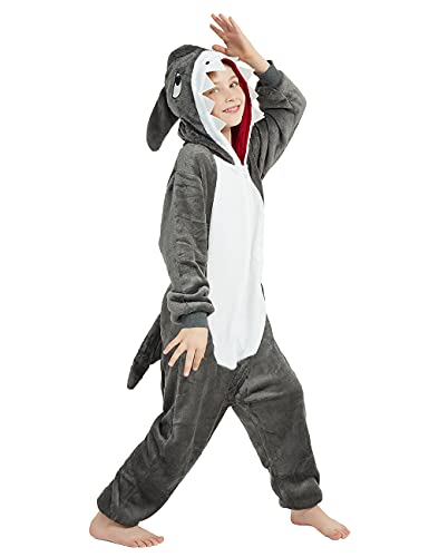 ABENCA Shark Onesie Kids Animal Costume Girls Pajamas One Piece Plush Cosplay Halloween Christmas.Grey Shark.120 at Amazon