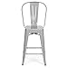 Best Choice Products 24in Set of 4 High Backrest Industrial Metal Counter Height Stools, Silver