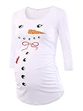 BBHoping Women's Maternity Tops 3/4 Sleeve Round Neck Classic Side Ruched Pregnancy T-Shirt