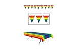 RAINBOW Party Decorations TABLECLOTH & Pennants - PRIDE - DECOR Gay LGBT Parties Events by Just4fun