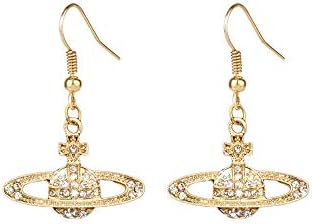 Fashion Women Girls Gold Saturn Planet Earrings Crystal Rhinestone Drop Dangle Earrings Jewellery Gift