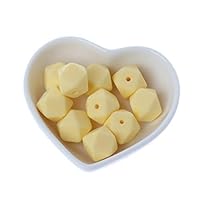 Poity 10 Pieces Silicone Beads 14MM Polygonal Silicone Beads Baby Toy DIY Pacifier Chain Accessory - Custard Yellow