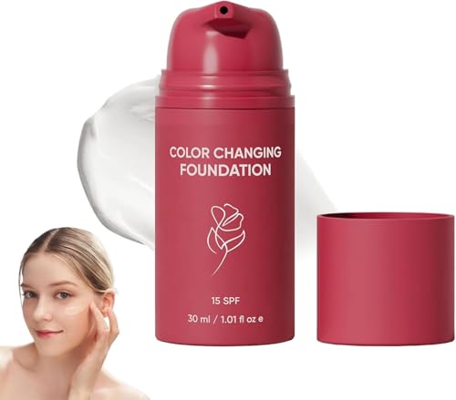 Color Changing Foundation Korean for Women, Skin Tone Adapting Liquid Foundation for All Skin Types, Self Adjusting Natural Finish, Blurs Imperfe
