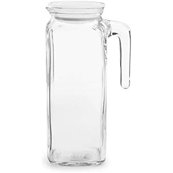 Bormioli Rocco Glass Frigoverre Jug With Airtight Lid (1 Liter): Clear Pitcher With Hermetic Sealing, Easy Pour Spout & Handle - For Water, Juice, Iced Coffee & Iced Tea
