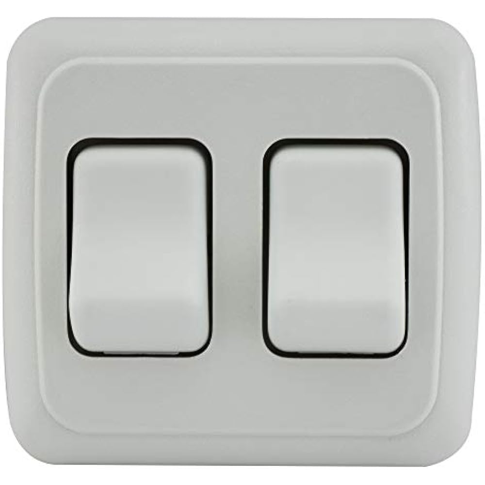 RV Switch SPST On/Off 2 Gang Bezel Electrical Camper Switches (White
