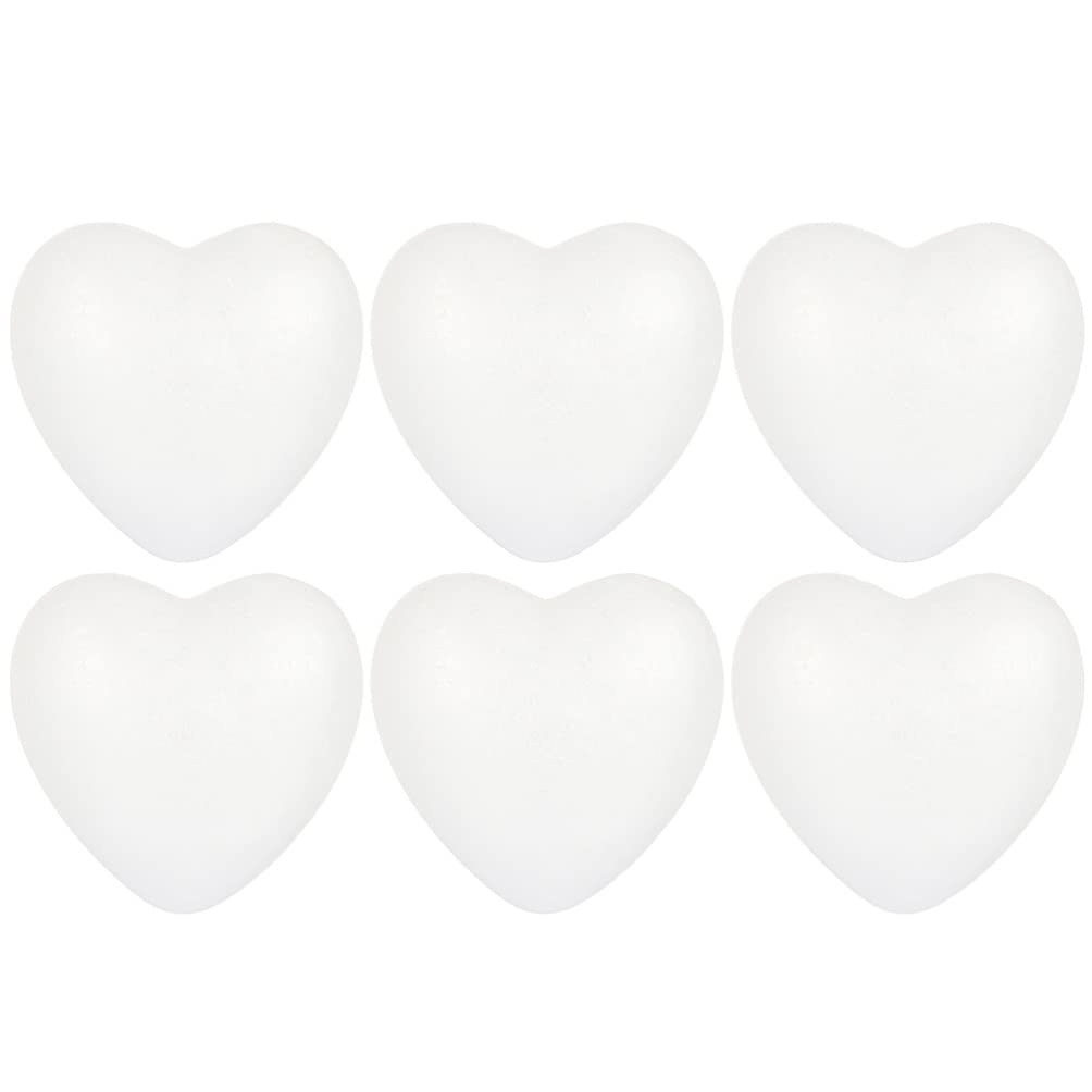 6Pcs Heart Shaped Foam Balls for DIY Crafts, Wedding Decorations, Valentine's Day Ornaments, 3.34X3.34X1.57In