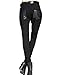 Minibee Women's Patchwork Leather Personalized Trousers Punk Style Black L
