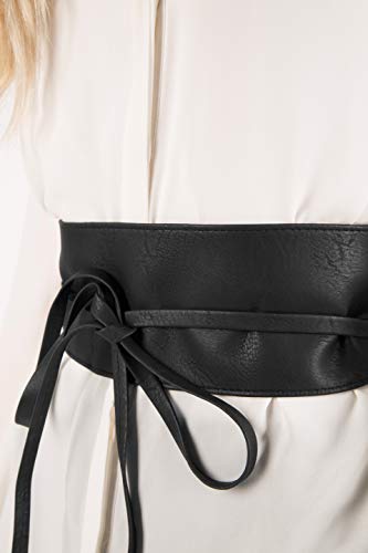 BlackButterfly Obi Waist Band Self Knot Tie Up Cinch Belt (Black, One Size) - Thumbnail 5