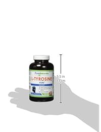 Pure Naturals L-Tyrosine Suplemento dietético – 500 mg cápsulas – Apoya la función glandular saludable, apoya la salud del cerebro y la alerta mental y promueve el alivio del estrés*, B01DYQ9OQ2, 1