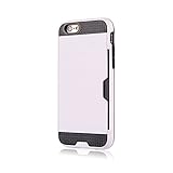 Sunydeal iPhone 6 6S Case Dual Layer Protection Card Slot Back Up Heavy Duty Cell Phone Cover (White)