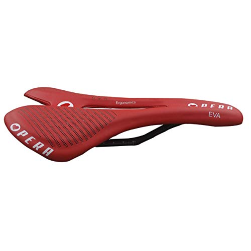 Opera Bike Saddle- The New Road Full Carbon Fiber + Leather Saddle Mountain Bike Red Seat Cushion Bicycle Saddle Accessories - 1 Pcs
