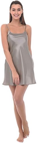 Del Rossa Womens Satin Nightgown, Long Camisole Chemise, XL Mercury (A0766MRCXL)