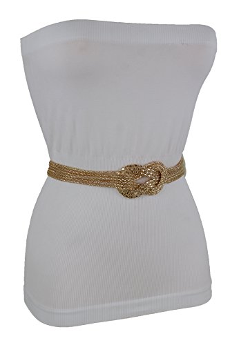 TFJ Women Fashion Skinny Belt High Waist Hip Gold Metal Infinity Buckle Size S M L