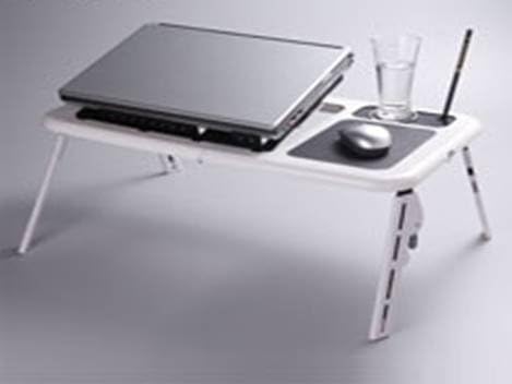 LAPTOP FOLDING PORTABLE DESK TABLE BED MATE + USB FAN+ Mouse Pad