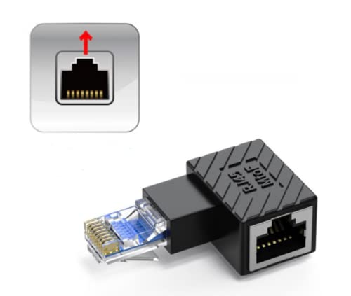 innov8 90 Degree RJ45 Male to Female Extension Cat5 Cat6 Lan Network Connector Ethernet Adapter for Computers, Laptops, Routers (Left Angle)