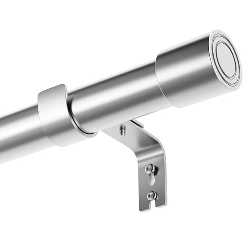 Curtain Rods Curtain Rod Curtain Poles Indoor Curtain Rod Stainless Steel Curtain Rod with Round End and Bracket for Bedroom Living Room Windows Silver 84-143CM
