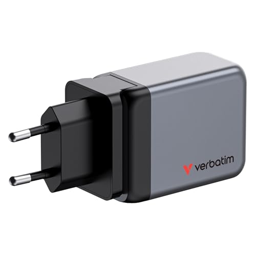Verbatim GaN Charger 65 W, 3 Ports USB-C Ladegerät, Power Adapter mit 2 x USB-C und 1 x USB-A, Schnellladegerät als Mehrfachstecker, für Apple MacBook, Notebook, iPad, iPhone, Samsung und Co 2