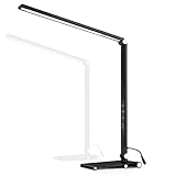 LED Desk Lamp, OCOOPA Aluminum Alloy Table Lamps, Eye-protection Office Light, 7 Brightness Levels, Memory Function,10W,Piano Black