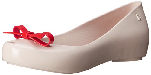 Melissa Women's Ultragirl Bow Mary Jane Flat, Beige Red, 8 B US
