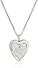 Amazon Collection Sterling Silver White Crystal Heart Locket Necklace, 18