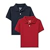 The Children's Place Baby 2 Pack and Toddler Boys Short Sleeve Pique Polo, Classic Red/Nautico, 6-9 Months
