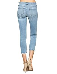 Vervet por Flying Monkey Jeans Fallen Star Lavado Claro Mid Rise Crop Raw dobladillo Skinny VT1203