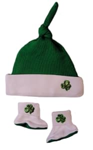 Shamrock Knotted Hat and Booties Set for Babies