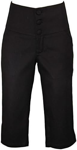 Black Retro Rockabilly Pinup 1950s High Waisted Capris Pants - X-Large