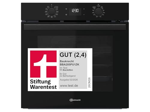 Bauknecht BBA285PU1ZK Four encastrable 60 cm 71 l Air chaud avec 12 fonctions, PowerAir chaud, Pyrolyse et Hydrolyse FlexiClean, cuisson multi-niveau, verre noir