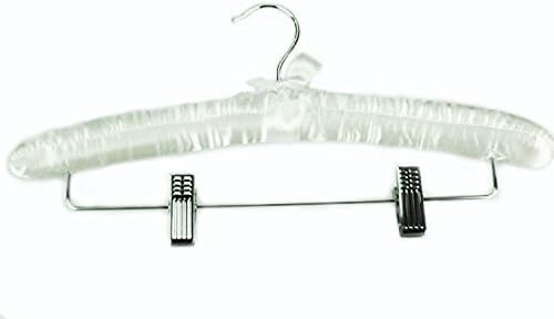 Ivory Satin Padded Combination Hangers (with Bar and Non-Abrasive Clips) (Set of 25)