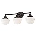 Schoolhouse Bathroom Light Bronze White Opal Glass 3 Light 23.125 Inch Length