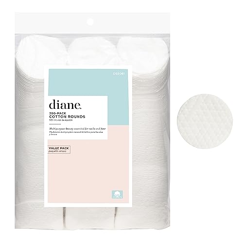 Diane Multi-Layer 2.4” Cotton Rounds, 100% Pure Cotton, Ideal for Makeup Removal, Nail Polish Touch-Ups, Skincare, and Everyday Household Use, 300 Count