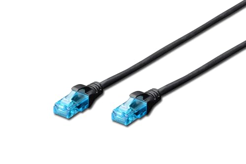 DIGITUS LAN kabel Cat 5e - 1m - CCA netwerkkabel met RJ45 - U/UTP niet afgeschermd - compatibel met Cat-6 & Cat-5 - zwart