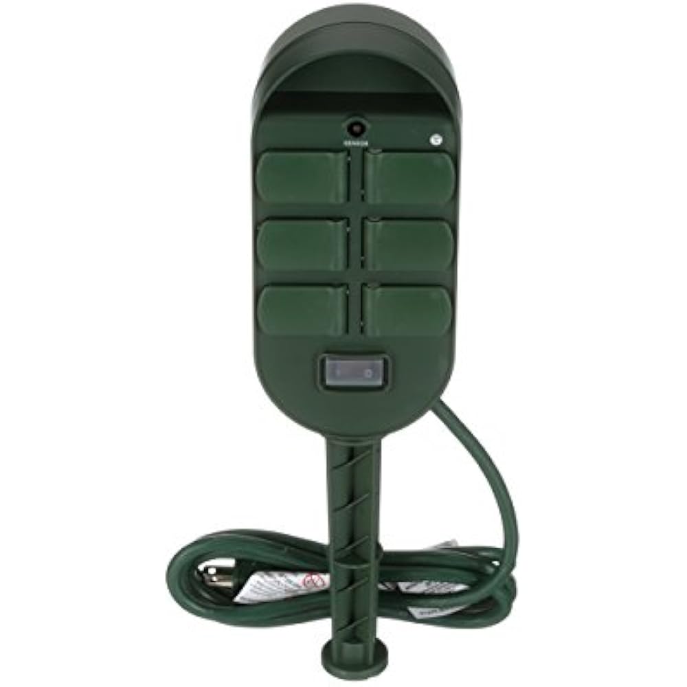 59785WD 6Outlet Yard Stake Timer With Photocell And Wireless Remote