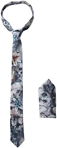 Wild Night tie and pocket square skull print set