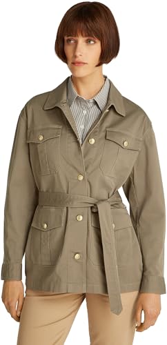 Tommy Hilfiger Damen Hemdjacke Gold Button Utility mit Brusttaschen, Braun (Tundra Brown), XXS