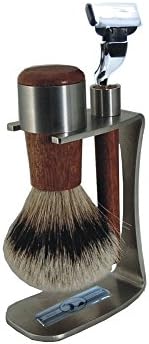 Shaving set, rose wood, stainless