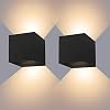 Ledmo 12W wandlamp, LED, 2 stuks buitenwandlamp, warm wit, 3000K, wandlamp met instelbare stralingshoek, wandlicht…