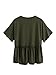 Romwe Women's Loose Ruffle Hem Short Sleeve High Low Peplum Blouse Top Army Green XXL