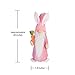 GMOEGEFT Easter Bunny Decoration Swedish Gnome Plush, Rabbit Tomte with Carrot, Scandinavian Nisse Standing Figurine, Holiday Home Decoration (Slim Pink) - 20 Inches