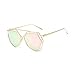 BVAGSS Fashion Mirrored Sunglasses Metal Frame Flat Women's sunglasses WS007 (Gold Frame, Pink Lens)