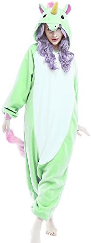 NEWCOSPIAY Newcosplay Adult Anime Unisex Unicorn Pyjamas Halloween Onesie Costume (XL, Light Green Flying Horse)