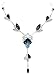 Faship Gorgeous Dark Blue Crystal Floral Necklace Earrings Set - Navy Blue