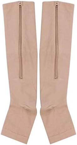 Cdrox Nylon Zipper Compression Sock Leg Knee Support Open Toe Preventing Varicose Veins Stretch Socks