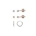 Sterling Silver 10mm Endless Cartilage Hoops, 2mm Tiny CZ & Ball Bead Stud Earrings for Women Men, 3 Pairs (Rose Gold)