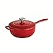 Tramontina Bestow Enameled Cast Iron Saucier Pan with Lid, 3-quart, Red