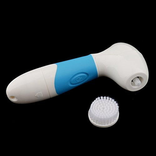 Dovewill Professional 7 in 1 Deep Cleaning Electric Face Cleaner Brush Scrubber Facial Massager SPA Exfoliator Kit Set - White & Blue