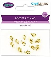CraftMedley Gold Lobster Claw with Clasp, 10mm, 12-Piece